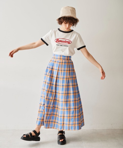 FREE'S MART（フリーズマート）の「◆カラーチェックタックフレアスカート（スカート・レディース・ブルー/グリーン・SMALL/MEDIUM）」の14枚目の写真