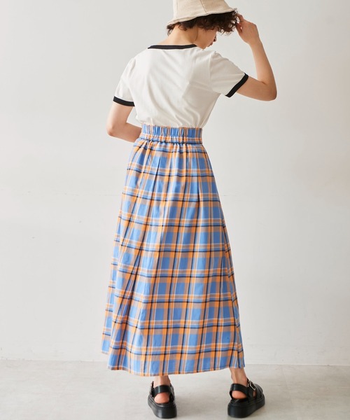 FREE'S MART（フリーズマート）の「◆カラーチェックタックフレアスカート（スカート・レディース・ブルー/グリーン・SMALL/MEDIUM）」の16枚目の写真