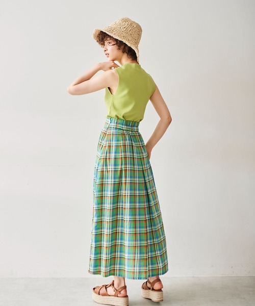 FREE'S MART（フリーズマート）の「◆カラーチェックタックフレアスカート（スカート・レディース・ブルー/グリーン・SMALL/MEDIUM）」の6枚目の写真