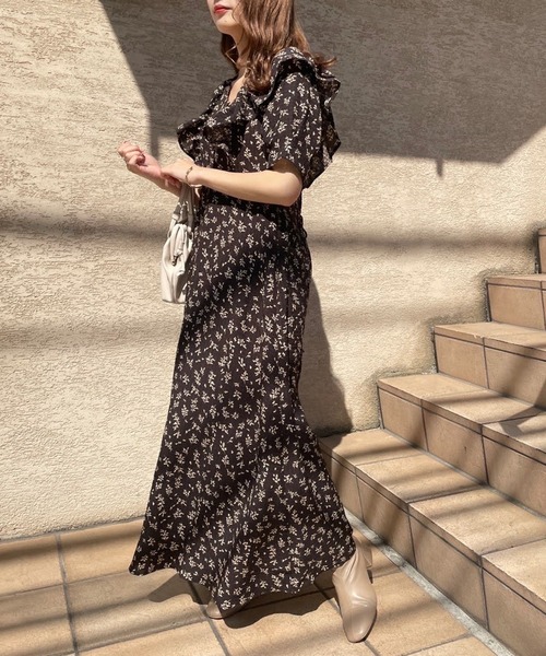 NICE CLAP グレー レース フリル ロングワンピース　 M サイズ ナイスクラップ NICE CLAUP 【one after another】フリルワンピ