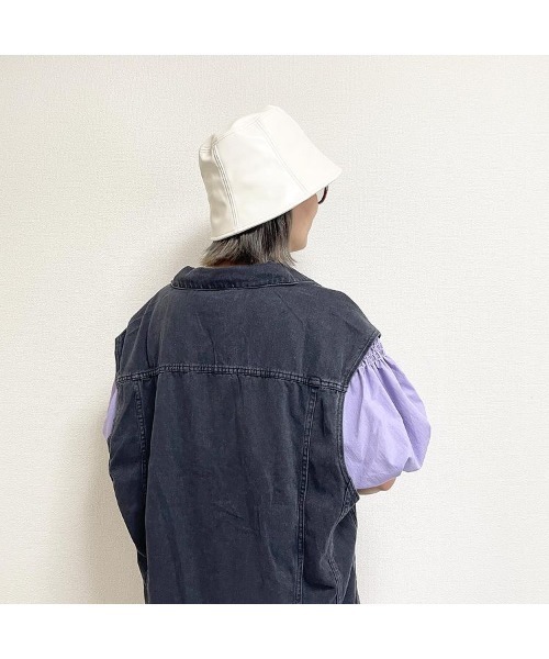 14+(イチヨンプラス)の「レザーチューリップバケットハット(ハット・レディース・オフホワイト/ブラック・FREE)」の18枚目の写真