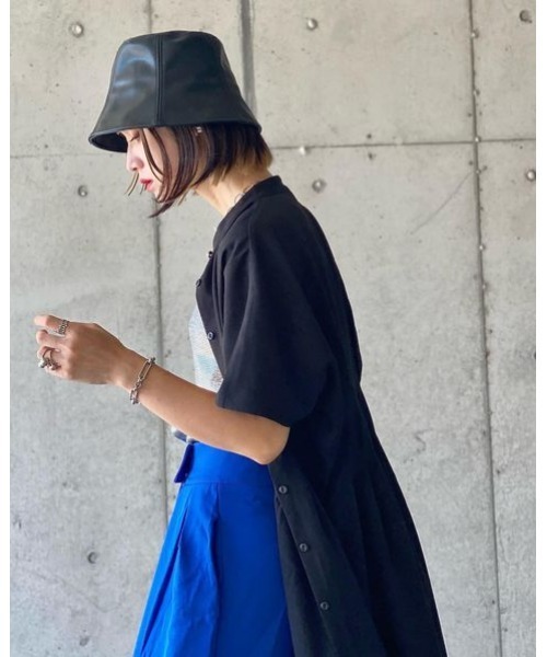 14+(イチヨンプラス)の「レザーチューリップバケットハット(ハット・レディース・オフホワイト/ブラック・FREE)」の15枚目の写真