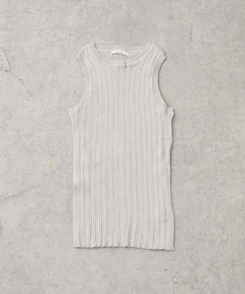 PUAL CE CIN（ピュアルセシン）の「針抜きリブ アメリカンスリーブタンクトップ（タンクトップ・レディース・ブラック/グレー/オフホワイト/ブラック×ホワイト・FREE）」の4枚目の写真