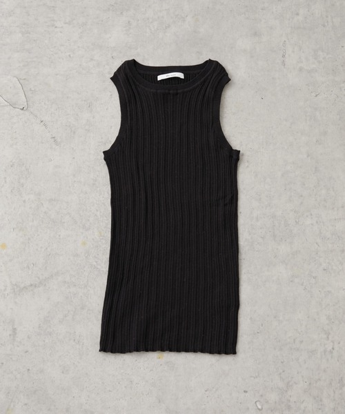 PUAL CE CIN（ピュアルセシン）の「針抜きリブ アメリカンスリーブタンクトップ（タンクトップ・レディース・ブラック/グレー/オフホワイト/ブラック×ホワイト・FREE）」の3枚目の写真