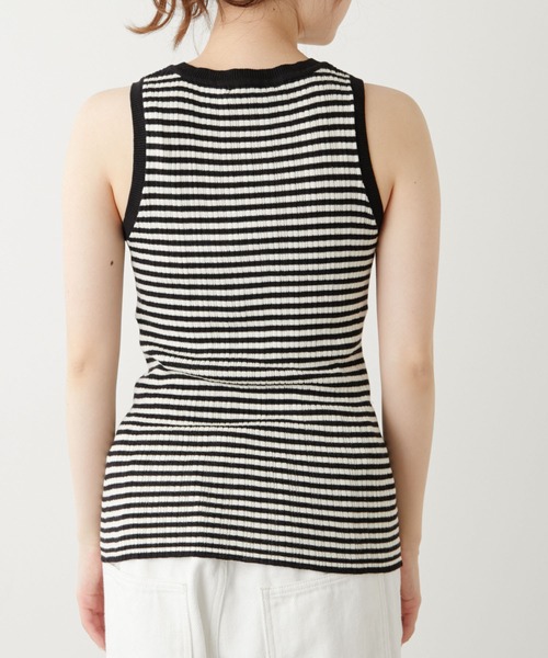 PUAL CE CIN（ピュアルセシン）の「針抜きリブ アメリカンスリーブタンクトップ（タンクトップ・レディース・ブラック/グレー/オフホワイト/ブラック×ホワイト・FREE）」の9枚目の写真