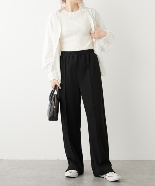 PUAL CE CIN（ピュアルセシン）の「針抜きリブ アメリカンスリーブタンクトップ（タンクトップ・レディース・ブラック/グレー/オフホワイト/ブラック×ホワイト・FREE）」の6枚目の写真