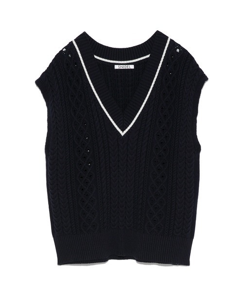 SNIDEL（スナイデル）の「ケーブルラインニットベスト（ニット/セーター・レディース・ホワイト/ネイビー/その他・FREE）」の20枚目の写真