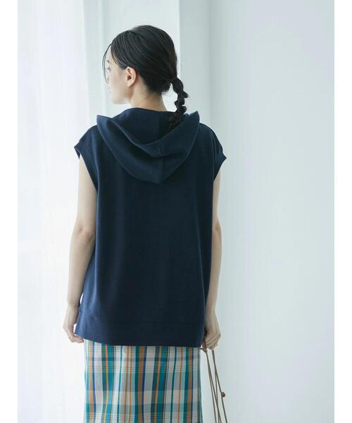 AMERICAN HOLIC（アメリカンホリック）の「ハーフZIPフードポンチベスト（ベスト・レディース・ライトベージュ/ダークネイビー・FREE）」の16枚目の写真