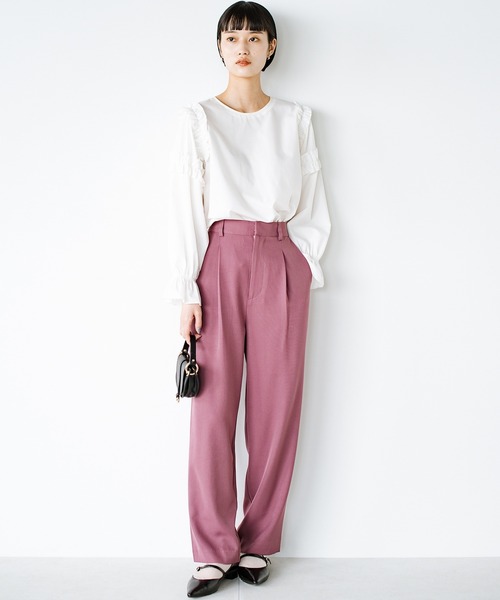 haco!（ハコ）の「脚はすらっと見せつつ気分はルンっと高めてくれる　Tシャツも映える楽ちんカラーパンツ by who made me（その他パンツ・レディース・イエロー/グリーン/ピンク/パープル/ローズ/ライトパープル/スモークピンク/グレイッシュブルー・SMALL/MEDIUM/LARGE/X-LARGE）」の7枚目の写真