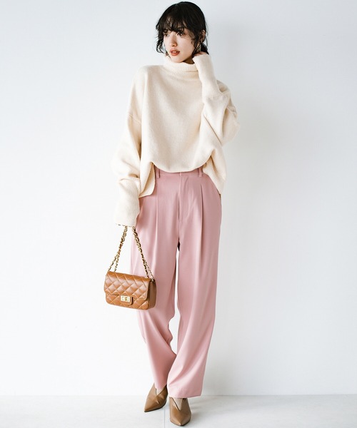 haco!（ハコ）の「脚はすらっと見せつつ気分はルンっと高めてくれる　Tシャツも映える楽ちんカラーパンツ by who made me（その他パンツ・レディース・イエロー/グリーン/ピンク/パープル/ローズ/ライトパープル/スモークピンク/グレイッシュブルー・SMALL/MEDIUM/LARGE/X-LARGE）」の9枚目の写真