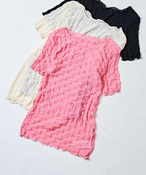 FREAK'S STORE（フリークスストア）の「シアーインナーショートスリーブTシャツ（Tシャツ/カットソー・レディース・ブラック/オフホワイト/ピンク・ﾌﾘ-）」の3枚目の写真