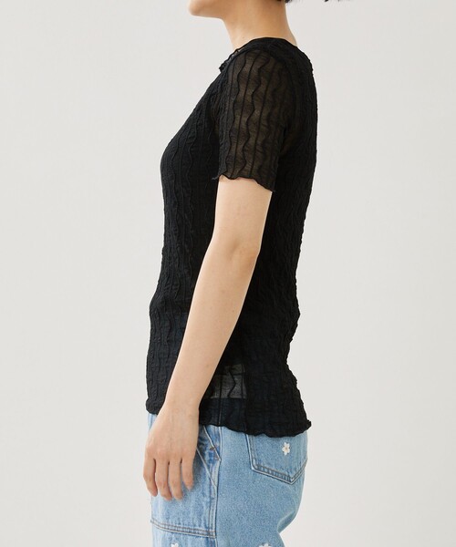 FREAK'S STORE（フリークスストア）の「シアーインナーショートスリーブTシャツ（Tシャツ/カットソー・レディース・ブラック/オフホワイト/ピンク・ﾌﾘ-）」の5枚目の写真