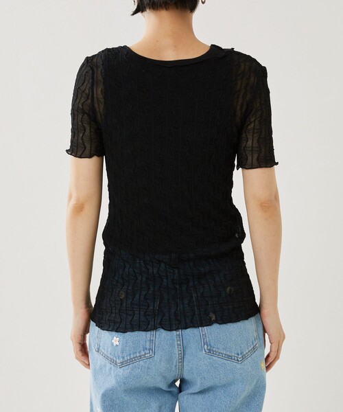 FREAK'S STORE（フリークスストア）の「シアーインナーショートスリーブTシャツ（Tシャツ/カットソー・レディース・ブラック/オフホワイト/ピンク・ﾌﾘ-）」の8枚目の写真