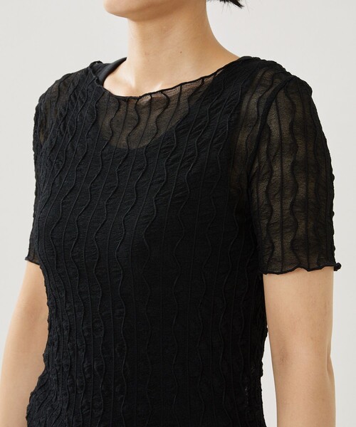 FREAK'S STORE（フリークスストア）の「シアーインナーショートスリーブTシャツ（Tシャツ/カットソー・レディース・ブラック/オフホワイト/ピンク・ﾌﾘ-）」の12枚目の写真