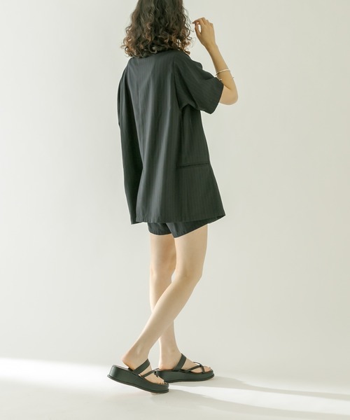 mystic（ミスティック）の「半袖テーラージャケット（テーラードジャケット・レディース・ブラック/ネイビー・FREE）」の6枚目の写真