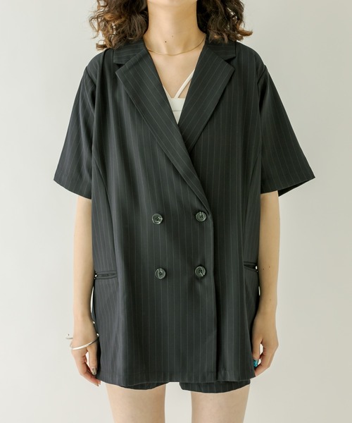 mystic（ミスティック）の「半袖テーラージャケット（テーラードジャケット・レディース・ブラック/ネイビー・FREE）」の14枚目の写真