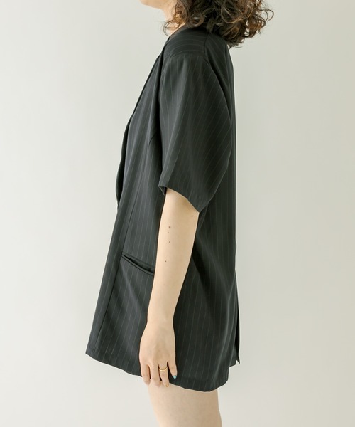 mystic（ミスティック）の「半袖テーラージャケット（テーラードジャケット・レディース・ブラック/ネイビー・FREE）」の15枚目の写真