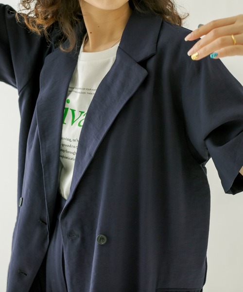 mystic（ミスティック）の「半袖テーラージャケット（テーラードジャケット・レディース・ブラック/ネイビー・FREE）」の8枚目の写真
