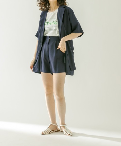 mystic（ミスティック）の「半袖テーラージャケット（テーラードジャケット・レディース・ブラック/ネイビー・FREE）」の11枚目の写真