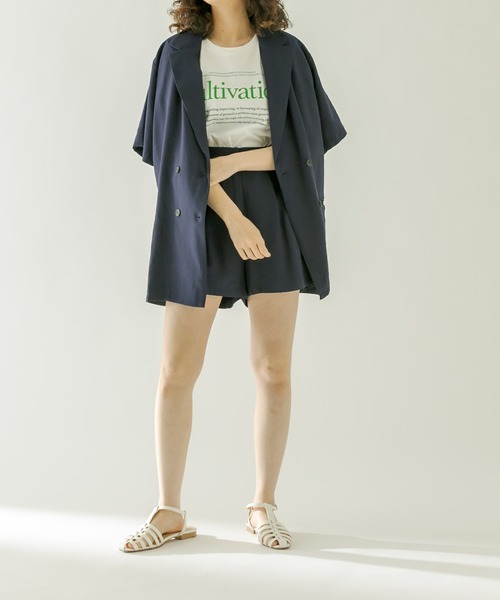 mystic（ミスティック）の「半袖テーラージャケット（テーラードジャケット・レディース・ブラック/ネイビー・FREE）」の12枚目の写真