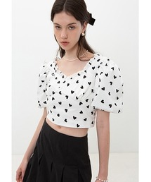 【Fano Studios】Heart pattern puff sleeve shirt FX22S108