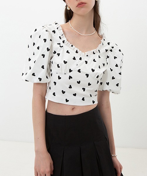 Fano Studios(ファノ ストゥディオズ)の「【Fano Studios】Heart pattern puff sleeve shirt FX22S108(シャツ/ブラウス・レディース・ホワイト・M/L/S)」の4枚目の写真