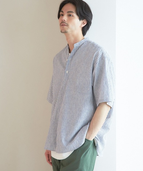 niko and（ニコアンド）の「綿麻スキッパーショートスリーブシャツ