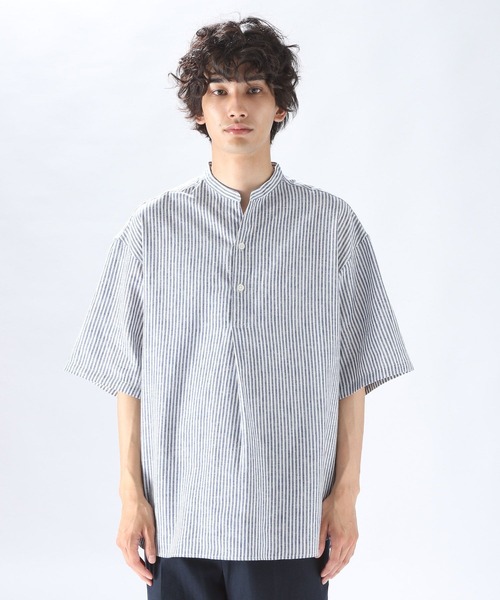 niko and（ニコアンド）の「綿麻スキッパーショートスリーブシャツ