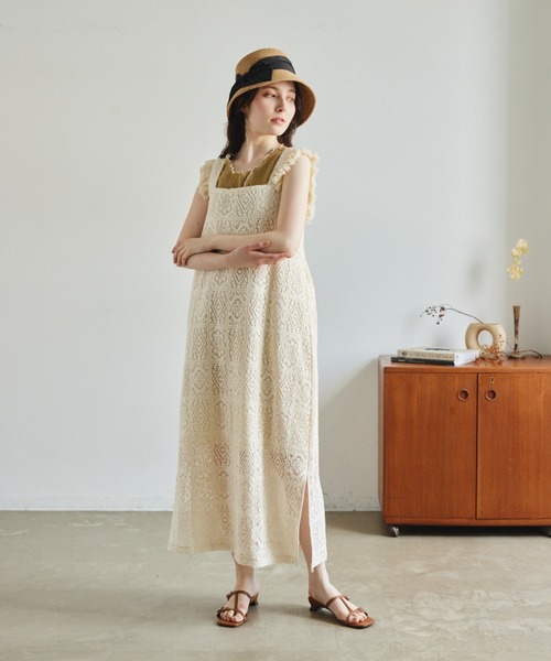 idem（イデム）の「crochet fringe onepiece/クロシェフリンジノースリ