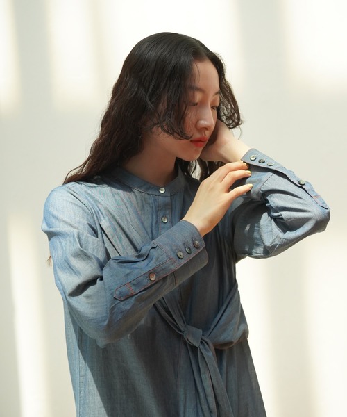 セール】Indian cotton sheer denim シャツワンピース TINA
