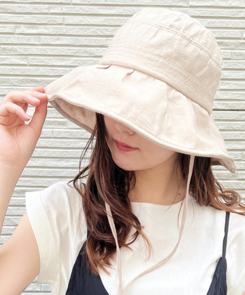 CLEA(クレア)の「【stonedoorコラボ】UVカット ワイヤー入り つば広ハット(ハット・レディース・ブラック/ベージュ/アイボリー・FREE)」の1枚目の写真