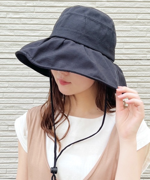 CLEA(クレア)の「【stonedoorコラボ】UVカット ワイヤー入り つば広ハット(ハット・レディース・ブラック/ベージュ/アイボリー・FREE)」の3枚目の写真