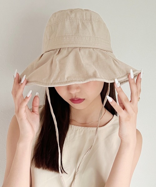 CLEA(クレア)の「【stonedoorコラボ】UVカット ワイヤー入り つば広ハット(ハット・レディース・ブラック/ベージュ/アイボリー・FREE)」の6枚目の写真