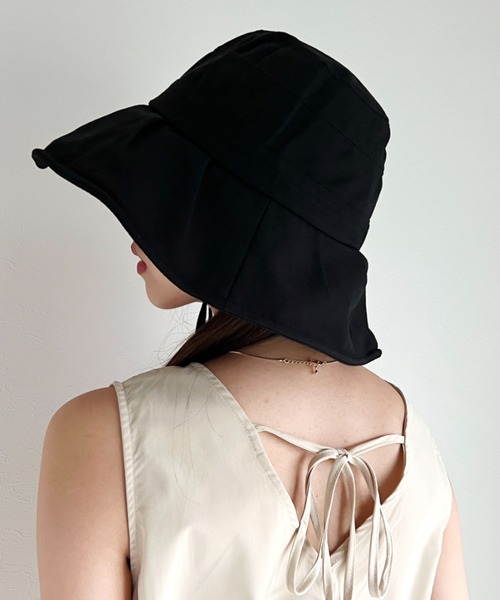 CLEA(クレア)の「【stonedoorコラボ】UVカット ワイヤー入り つば広ハット(ハット・レディース・ブラック/ベージュ/アイボリー・FREE)」の5枚目の写真