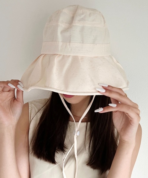 CLEA(クレア)の「【stonedoorコラボ】UVカット ワイヤー入り つば広ハット(ハット・レディース・ブラック/ベージュ/アイボリー・FREE)」の10枚目の写真