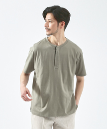 ABAHOUSE | 【スーピマコットン】比翼 ヘンリーネック Tシャツ(Tシャツ/カットソー)