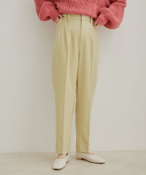 VIS(ビス)の「【Washable・EASY CARE】エコウールタッチテーパードパンツ【sustainable】(スラックス・レディース・イエロー系その他/ダークブラウン/ミント/キナリ/ブラック・L/M/S/SS)」の1枚目の写真