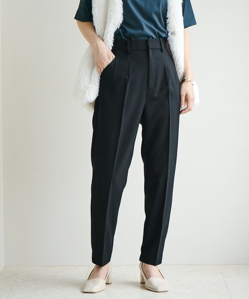 VIS(ビス)の「【Washable・EASY CARE】エコウールタッチテーパードパンツ【sustainable】(スラックス・レディース・イエロー系その他/ダークブラウン/ミント/キナリ/ブラック・L/M/S/SS)」の3枚目の写真