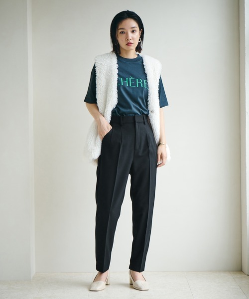 VIS(ビス)の「【Washable・EASY CARE】エコウールタッチテーパードパンツ【sustainable】(スラックス・レディース・イエロー系その他/ダークブラウン/ミント/キナリ/ブラック・L/M/S/SS)」の21枚目の写真