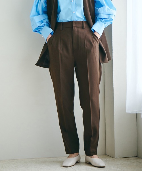 VIS(ビス)の「【Washable・EASY CARE】エコウールタッチテーパードパンツ【sustainable】(スラックス・レディース・イエロー系その他/ダークブラウン/ミント/キナリ/ブラック・L/M/S/SS)」の19枚目の写真