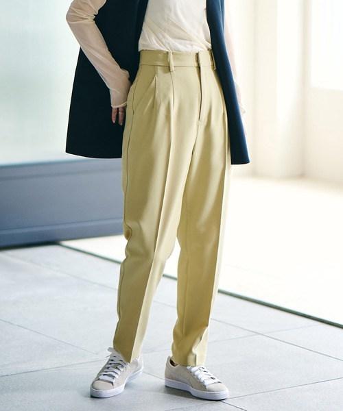VIS(ビス)の「【Washable・EASY CARE】エコウールタッチテーパードパンツ【sustainable】(スラックス・レディース・イエロー系その他/ダークブラウン/ミント/キナリ/ブラック・L/M/S/SS)」の20枚目の写真