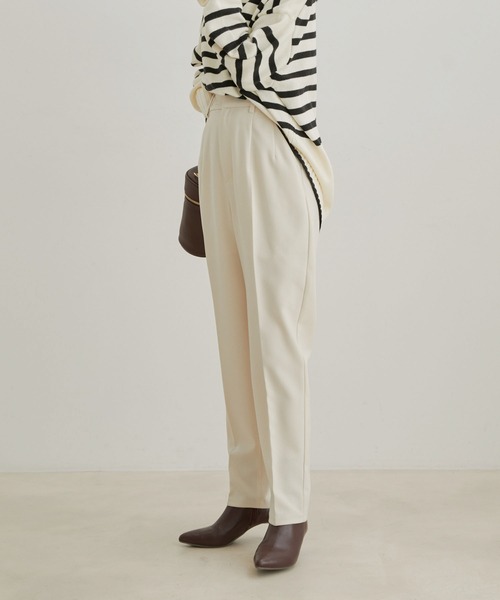 VIS(ビス)の「【Washable・EASY CARE】エコウールタッチテーパードパンツ【sustainable】(スラックス・レディース・イエロー系その他/ダークブラウン/ミント/キナリ/ブラック・L/M/S/SS)」の6枚目の写真