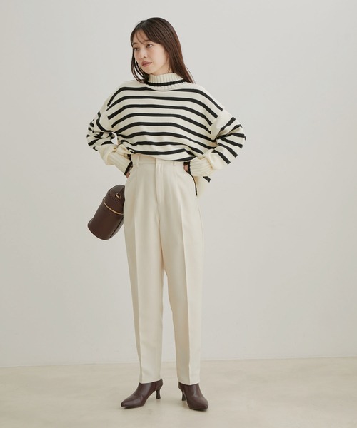 VIS(ビス)の「【Washable・EASY CARE】エコウールタッチテーパードパンツ【sustainable】(スラックス・レディース・イエロー系その他/ダークブラウン/ミント/キナリ/ブラック・L/M/S/SS)」の7枚目の写真