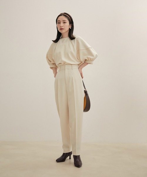 VIS(ビス)の「【Washable・EASY CARE】エコウールタッチテーパードパンツ【sustainable】(スラックス・レディース・イエロー系その他/ダークブラウン/ミント/キナリ/ブラック・L/M/S/SS)」の8枚目の写真