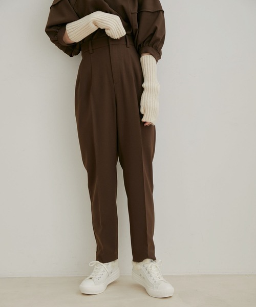 VIS(ビス)の「【Washable・EASY CARE】エコウールタッチテーパードパンツ【sustainable】(スラックス・レディース・イエロー系その他/ダークブラウン/ミント/キナリ/ブラック・L/M/S/SS)」の9枚目の写真