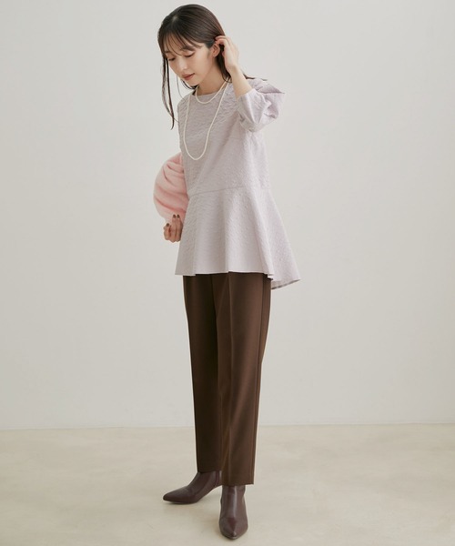 VIS(ビス)の「【Washable・EASY CARE】エコウールタッチテーパードパンツ【sustainable】(スラックス・レディース・イエロー系その他/ダークブラウン/ミント/キナリ/ブラック・L/M/S/SS)」の11枚目の写真