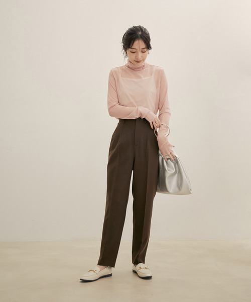 VIS(ビス)の「【Washable・EASY CARE】エコウールタッチテーパードパンツ【sustainable】(スラックス・レディース・イエロー系その他/ダークブラウン/ミント/キナリ/ブラック・L/M/S/SS)」の12枚目の写真