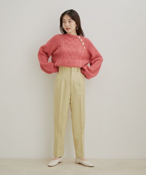 VIS(ビス)の「【Washable・EASY CARE】エコウールタッチテーパードパンツ【sustainable】(スラックス・レディース・イエロー系その他/ダークブラウン/ミント/キナリ/ブラック・L/M/S/SS)」の14枚目の写真