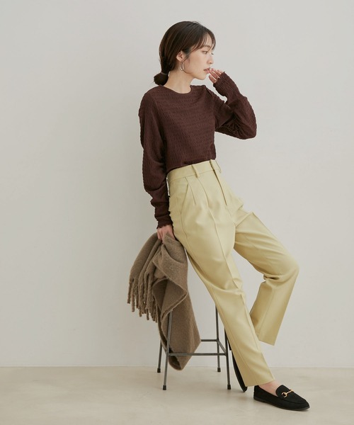 VIS(ビス)の「【Washable・EASY CARE】エコウールタッチテーパードパンツ【sustainable】(スラックス・レディース・イエロー系その他/ダークブラウン/ミント/キナリ/ブラック・L/M/S/SS)」の16枚目の写真