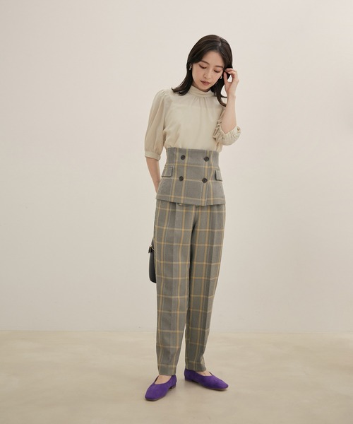 VIS(ビス)の「【Washable・EASY CARE】エコウールタッチテーパードパンツ【sustainable】(スラックス・レディース・イエロー系その他/ダークブラウン/ミント/キナリ/ブラック・L/M/S/SS)」の18枚目の写真